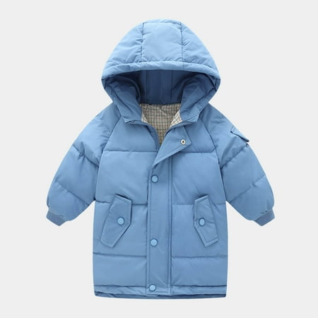 

TUOBARR Toddler Kids Baby Boys Girls Fashion Cute Solid Color Windproof Padded Clothes Jacket Hooded Coat Blue(2-9Years)