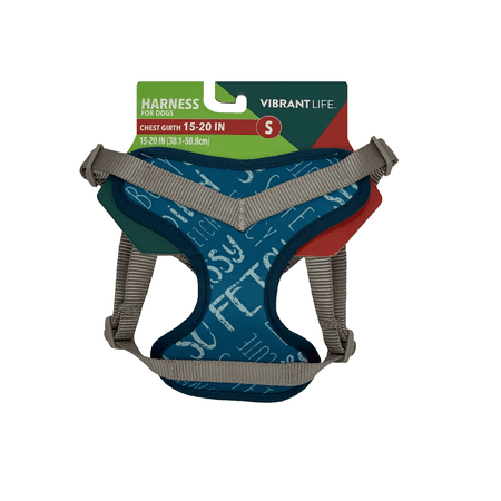 Vibrant Life Dog Harness, Blue Words, (Small)