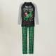 thumbnail image 1 of Traje de pantalones largos verdes familiares Traje de ropa de dormir informal de estilo navideño con bloques de color, 1 of 9