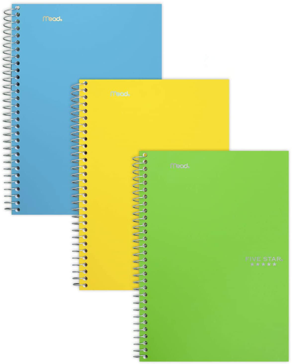 College Ruled Paper Five Star Spiral Notebook Blue 73659 5 Subject 9-1/2 x 6 