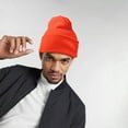 thumbnail image 5 of Daily Knited Plain Beanie - Stay Warm Stylish Stretchy Soft Beanie Hats for Men and Women, 12 inch, Blaze Orange, 5 of 10