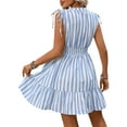 thumbnail image 4 of Mifsaly Women Striped Vacation Dresses Button Down Sleeveless Mini Dress Ruffle Elastic Waist A Line Summer Beach Sundress Travel Casual Going Out Outfits S, 4 of 6