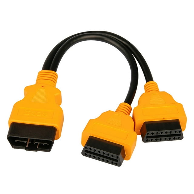 Decodeary Auto 16 Broches OBDII Connecteur Câble 1 à 2 Rallonge Outil de Diagnostic de Voiture 30CM Split Cord Connexion Scanner