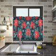 thumbnail image 4 of Yayeee Kitchen Curtains Tier Pair Light Filtering 27"x24" Rod Pocket Short Cafe Window Panel, Red Christmas Leaves, 4 of 7