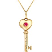 Keepsake Personalized Family Jewelry Birthstones Key Locket Pendant available in Sterling Silver, Gold over Silver, and Yellow and White Gold