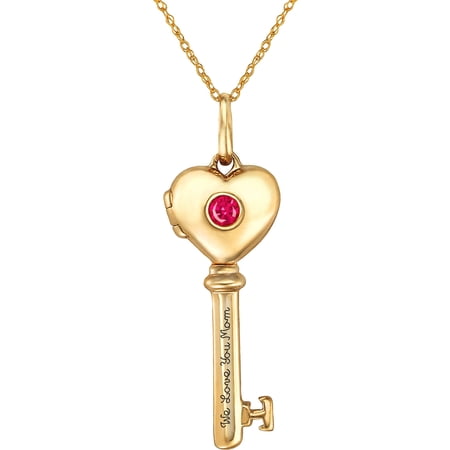 Keepsake Personalized Family Jewelry Birthstones Key Locket Pendant available in Sterling Silver, Gold over Silver, and Yellow and White Gold