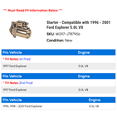 thumbnail image 2 of Starter - Compatible with 1996 - 2001 Ford Explorer 5.0L V8 1997 1998 1999 2000, 2 of 2