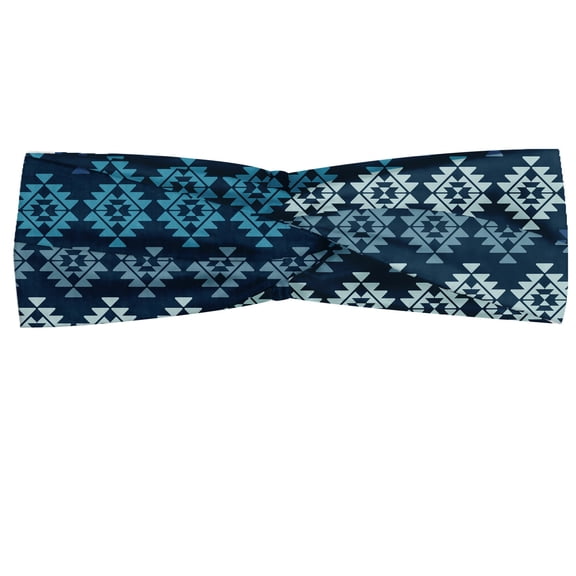 Boho Headband, Horizontally Aligned Traditional Zigzag Formations, Elastic and Soft Women's Bandana for Sports and Everyday Use, Grey Red Coconut, by Ambesonne