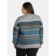 thumbnail image 5 of Time and Tru Women's and Women's Plus Fair Isle Pullover Sweater, Midweight, Sizes XS-4X, 5 of 7