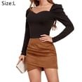 thumbnail image 2 of Jupe Taille Haute Mini-Moule pour Femmes, Kaki, L, 2 of 6