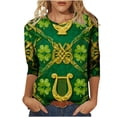 thumbnail image 2 of Mceream St Patricks Day T-Shirt pour Femmes Drôle Manches 3/4 Hauts Mignons Décontractés Col Rond T-Shirts Graphiques Trèfle Imprimé Floral 2026 Hauts Chemisiers Grande Taille Vert P, 2 of 5