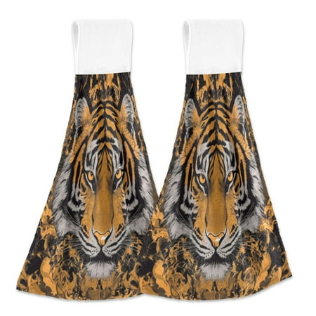 

2 Bathroom Towels Kitchen Towels 18.2x14In Velcro Hand Wipes Dish Cloths & Dish Towels Washroom Towels Face Towel Hand Wipes Beautiful Tiger Pattern