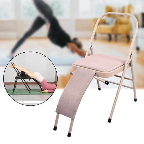 DYNWAVECA Folding Yoga Auxiliary Chair, Flexibility Training Tool, Balance Training, Yoga Chair for Exercise, Indoor, Fitness Accessories , Linen Back Support
