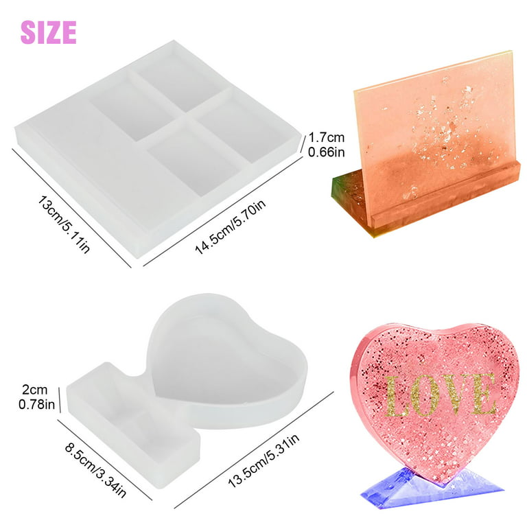 TSV 4/ 2 Pieces Photo Frame Resin Molds, Rectangle Picture Frame Silicone  Mold, Heart Shape Photo Frame Mold for Resin Casting DIY Personalized Frame Epoxy  Mold for DIY Crafts Home Decor 