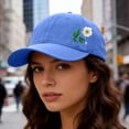thumbnail image 3 of LIZUOJUN Soft Cotton Dad Hat Flower Design Embroidered Soft Twill Inner Sweat Wicking Band UV Protection Casual Hiking Shopping, Blue, Daily sun shade hat, 3 of 4