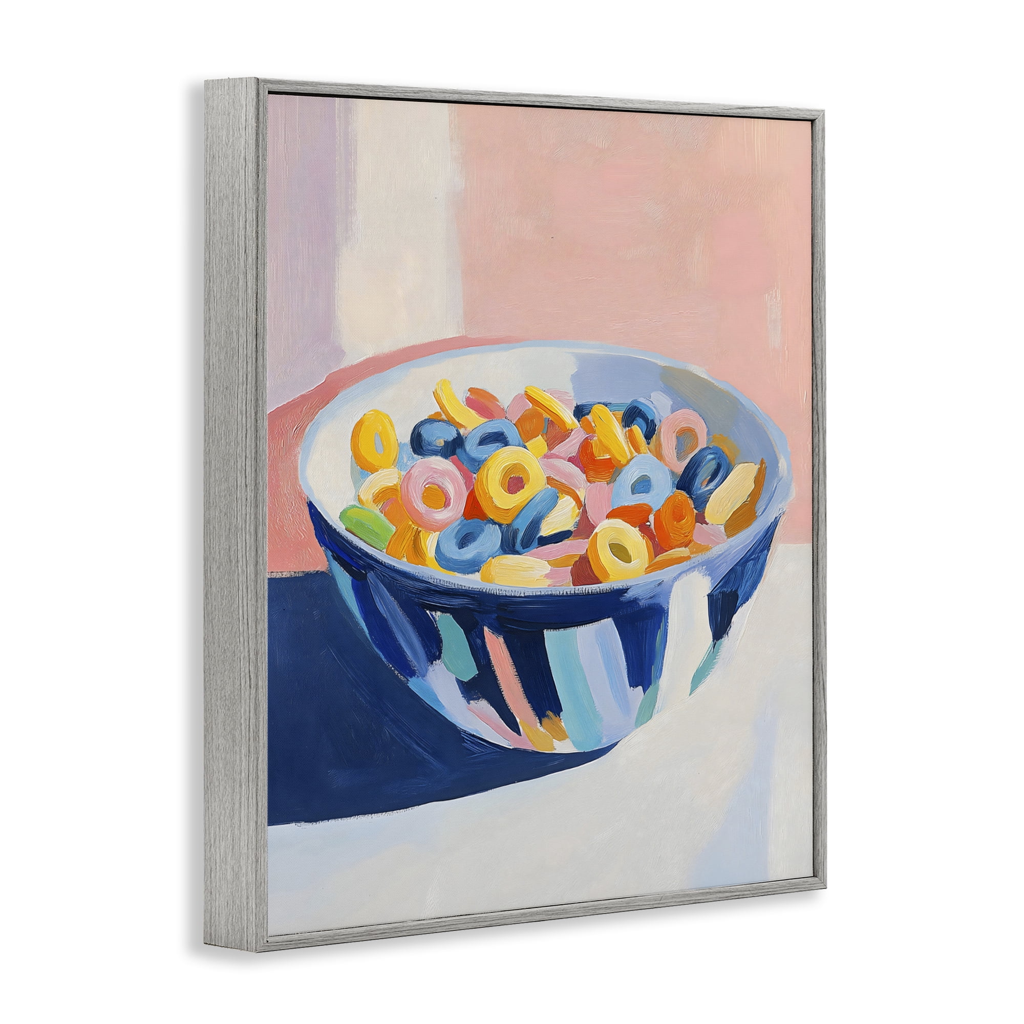 Stupell Industries Colorful Cereal Bowl Gray Framed Giclee Art, design by The Prints Vibe
