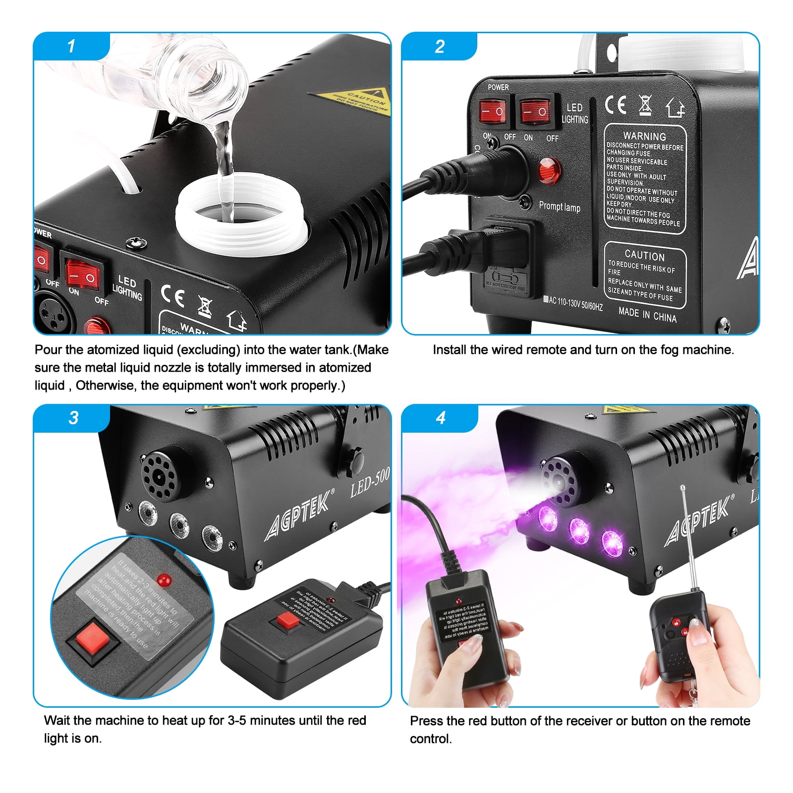 Fog Machine LED RGB Fogger Smoke Maker Party Halloween with Remote Controller