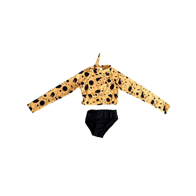 Bikini Top manga larga para niña color amarillo Ana y Juana Bikini Top manga larga para niñas de 11 a 13 años