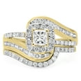 thumbnail image 3 of Dazzlingrock Collection 1.50 Carat (ctw) 14K Princess ,Round Diamond Twisted Halo Bridal Ring Set 1 1/2 CT(Size 5, 3 of 4