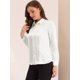 thumbnail image 4 of Blusa de Satén para Mujer Allegra K Camisa de Manga Larga con Botones para Trabajo de Oficina Blanco S, 4 of 6