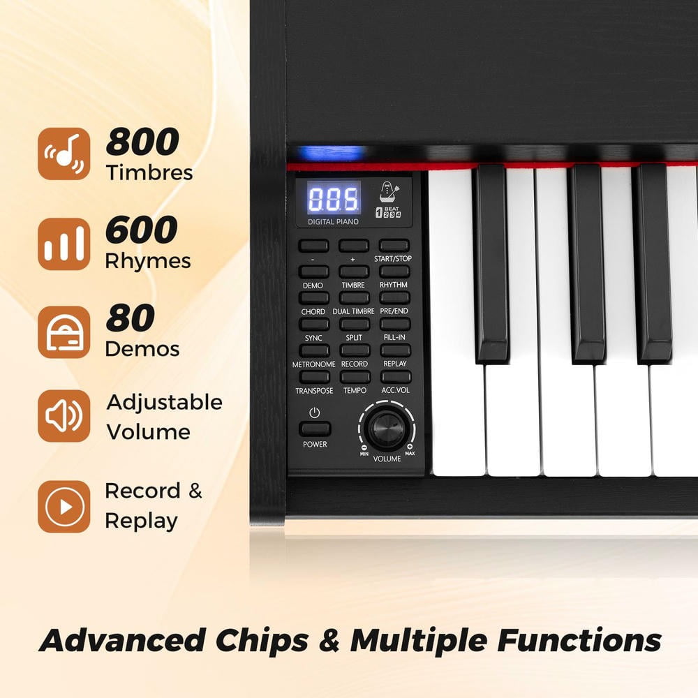 Barara King Portable Music Keyboard Piano with Adjustable Stand for Toddlers Boys Girls, Beginner, Black