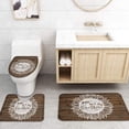 thumbnail image 4 of FMSHPON Wooden Board 4 Piece Bathroom Set Shower Curtain Bath Rug Contour Mat and Toilet Lid Cover, 4 of 7