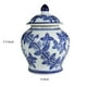 thumbnail image 5 of Tarro de porcelana Benzara de 15 cm con forma de urna, tapa azul floral, 5 of 5