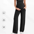 thumbnail image 5 of bbymog Maternity Pants for Work Solid Color Casual Maternity Wide Leg Pants High Waisted Pregnancy Pants for Women Black-3 M, 5 of 8