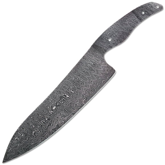Damascus Full Tang Ladder Pattern Blank Chef Knife - Ltd.Edition 2