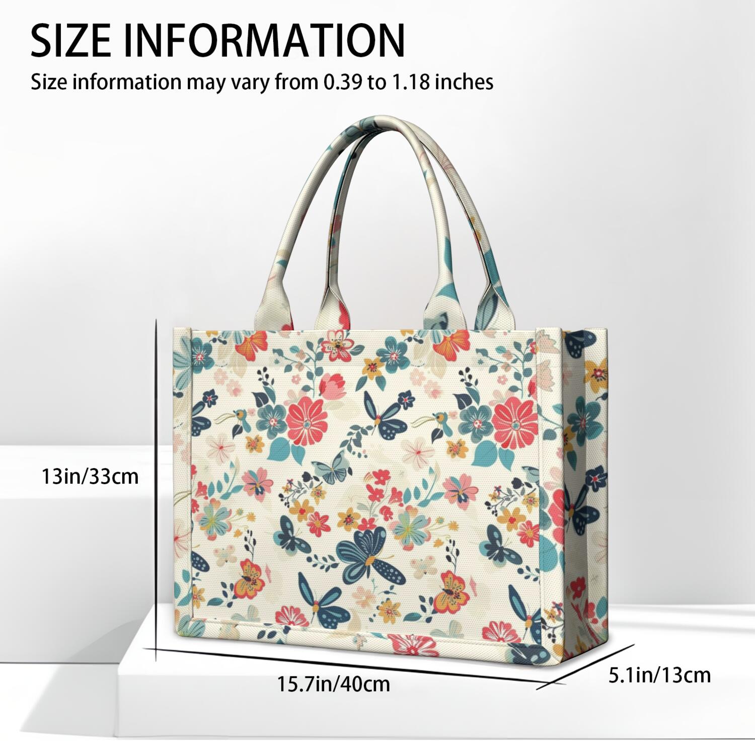 Large Capacity Tote Bag,Pioneer Flower Floral Print Pattern Handbag Fashion Luxury Tote Bag,15.7"x13"x 5.1" Inches,Laptop Compatible