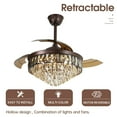 thumbnail image 2 of 42"Chandelier Ceiling Fan Retractable Ceiling Fans with Lights and Remote Control 6 Speed 3 changable LED light Crystal Ceiling Fan Modern Light for Bedroom Indoor Living Room, 2 of 8