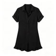 thumbnail image 6 of yardsong Ruffle Romper for Women Short Sleeve Collared Button Down Short Jumpsuit with Pockets Summer Vacation Beach Jumper 2026 Black,XXL, 6 of 7