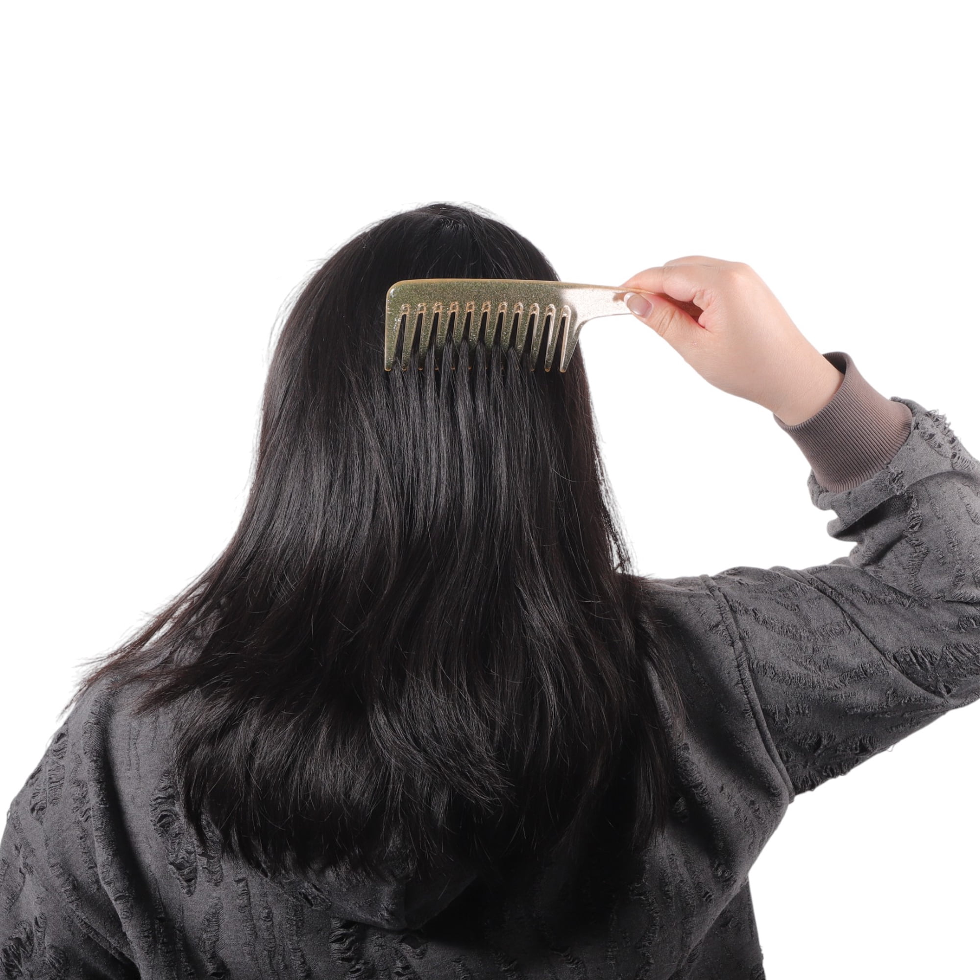 Unique Bargains 1 Pc Durable Large Curved Comb for Curly Hair All Hair Types Yellow