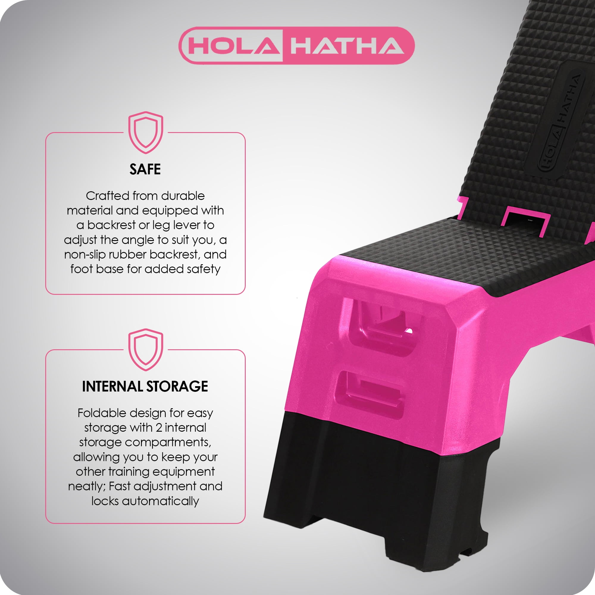 HolaHatha Multifunctional Fitness Aerobic Deck with Storage Compartment