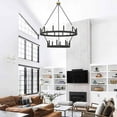 thumbnail image 2 of ACROMA  20-light Modern Farmhouse 40In Round Wagon Wheel Chandelier with UL Brass & Aged Zinc Weathered, Satin, Matte Adjustable, Over 60 Inches Gold,, 2 of 5