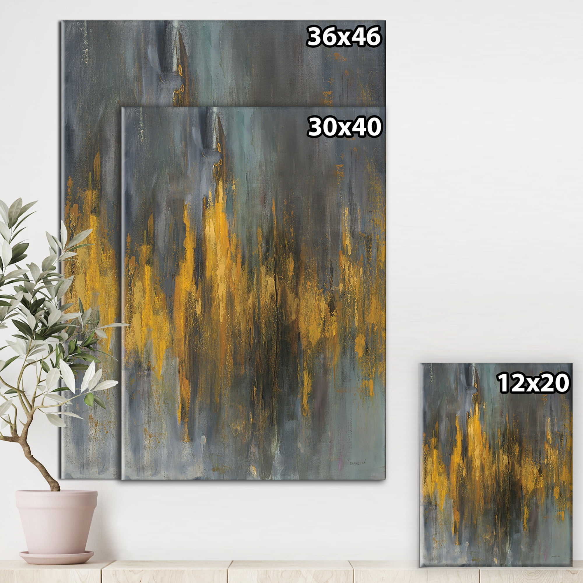Designart 'Black and Gold Glam Abstract' Modern & Contemporary Canvas Artwork