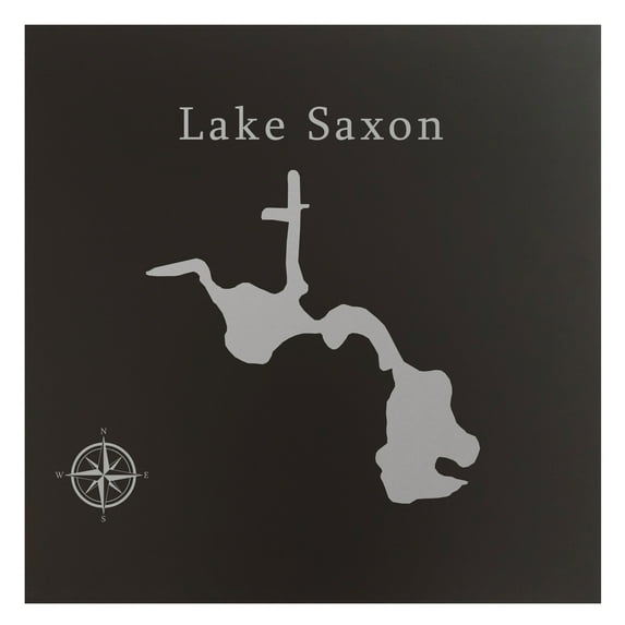 Lake Saxon Map 24x24" Black Metal Wall Art Office Decor Gift Engraved Florida