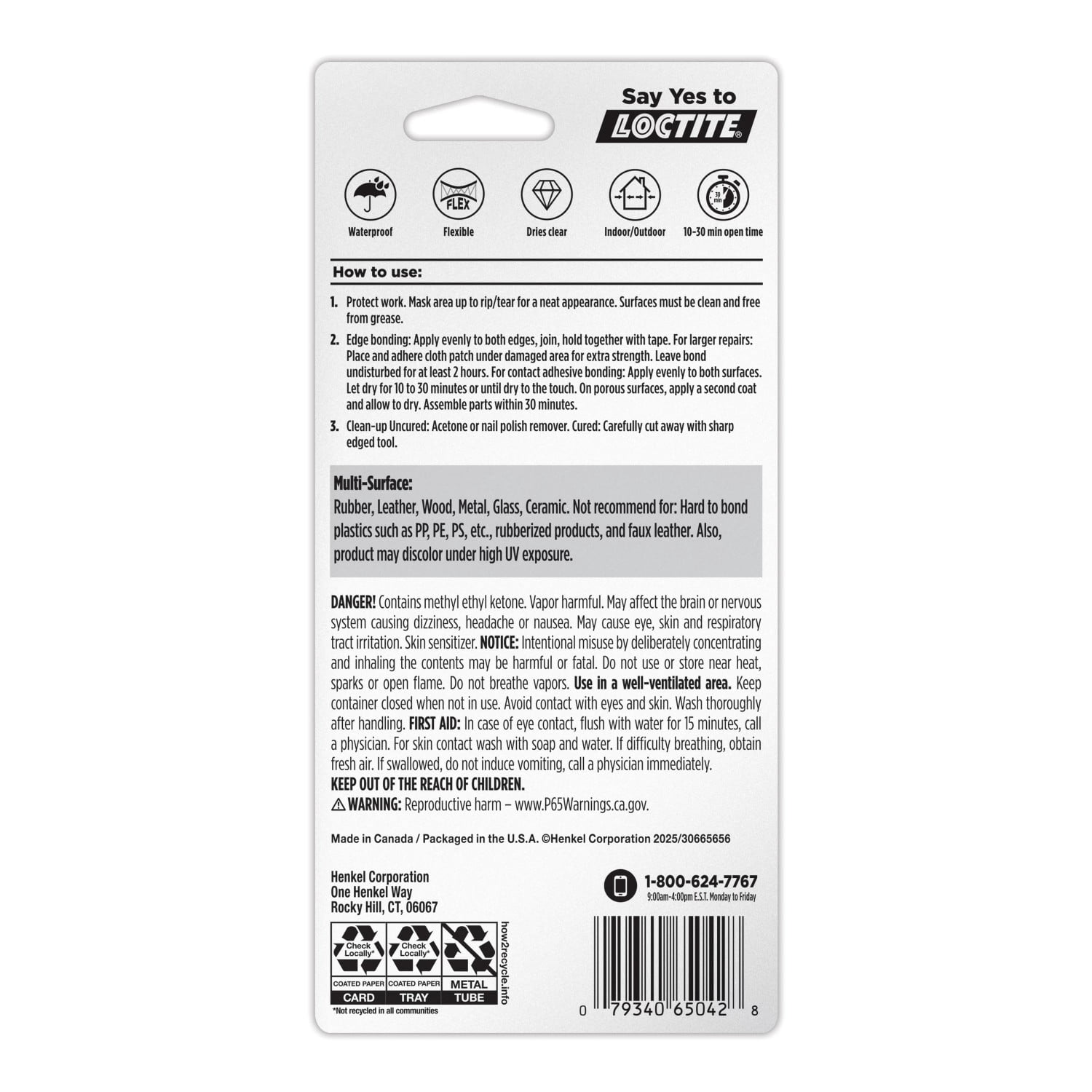 (6 pack) Loctite Vinyl Fabric & Plastic Repair Flexible Adhesive, Pack of 1, Clear 1 fl oz Tube