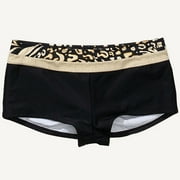 Sand N Sun - Women's Plus-Size Metallic-Trim Boy-Short Bikini Bottom