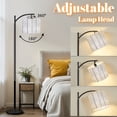 thumbnail image 3 of Arc Floor Lamp with Adjustable Lampshade White Wooden Plank Texture Distressed Aged Surface Standing Lamp 3 Color Temperatures Dimmable Tall Pole Lamp with Rotating Head Foot Switch Bedroom, 3 of 8
