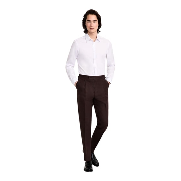 Calvin Klein Mens Slim fit Dress Pants 38 / 30 Brown Solid Stretch
