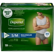 Depend Men Maximum Absorbency Underwear, Small/Medium 19 ea