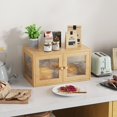 thumbnail image 3 of Panera de bambú para encimera de cocina, panera de granja con 2 puertas, panera de madera, recipiente para guardar pan casero, natural, 3 of 6