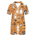 thumbnail image 5 of Kilaqueen Spooky Plus Size Pajamas for Women Set Casual Soft Comfy Fall Pajamas Halloween Pajamas Button Down Shirts with Bottoms 2 Piece Pjs Sets, 5 of 6