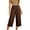 Brown, variant on Women's High Waisted Elastic Wide Leg Cropped Capri Pants with Button Decorated Patch Pockets for Summer Casual Daily Vacation Wear
