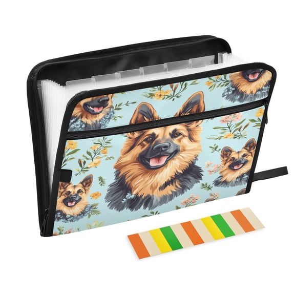 WOBOGO Shepherd Dog Expanding File Folder Letter Size Accordion Filing Organizer 13 Pocket Separate Organ Pocket
