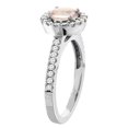 thumbnail image 3 of 10K White Gold Natural Morganite Ring Round 6mm Floating Halo Diamond, size 5, 3 of 4