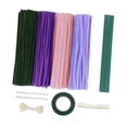 thumbnail image 4 of Limpiadores de pipa, suministros para manualidades, tallo de chenilla, ramo de bricolaje, kit para hacer flores de bricolaje para regalo navideño, Púrpura, 4 of 8