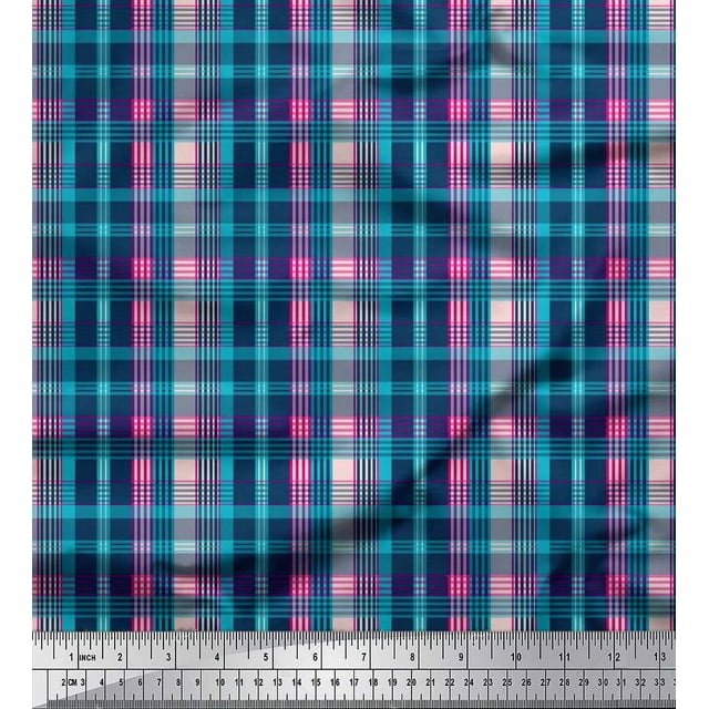 Soimoi Cotton Duck Fabric Check Check Print Fabric by the Yard 42 Inch Wide