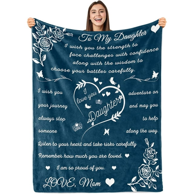 LHSHID Daughter Blanket Gift Daughter Blankets from Mom Birthday for Daughter from Dad I Love You Daughter Presents to Daughter Daughter Soft Flannel Throw Blanket 60"x80"